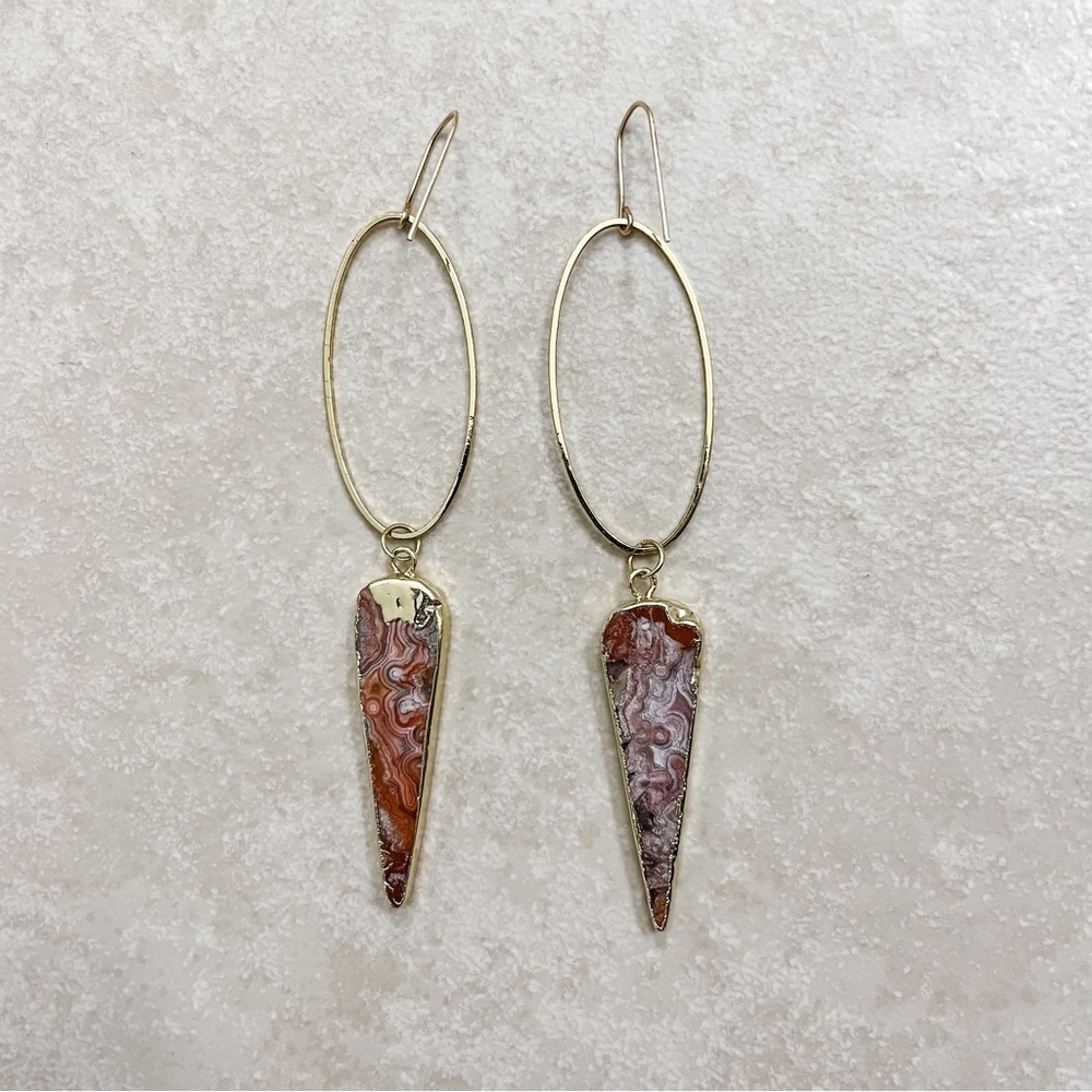 MANACULTURE Dangle Drop Earrings, handmade with genuine stone - Picture 2 of 7